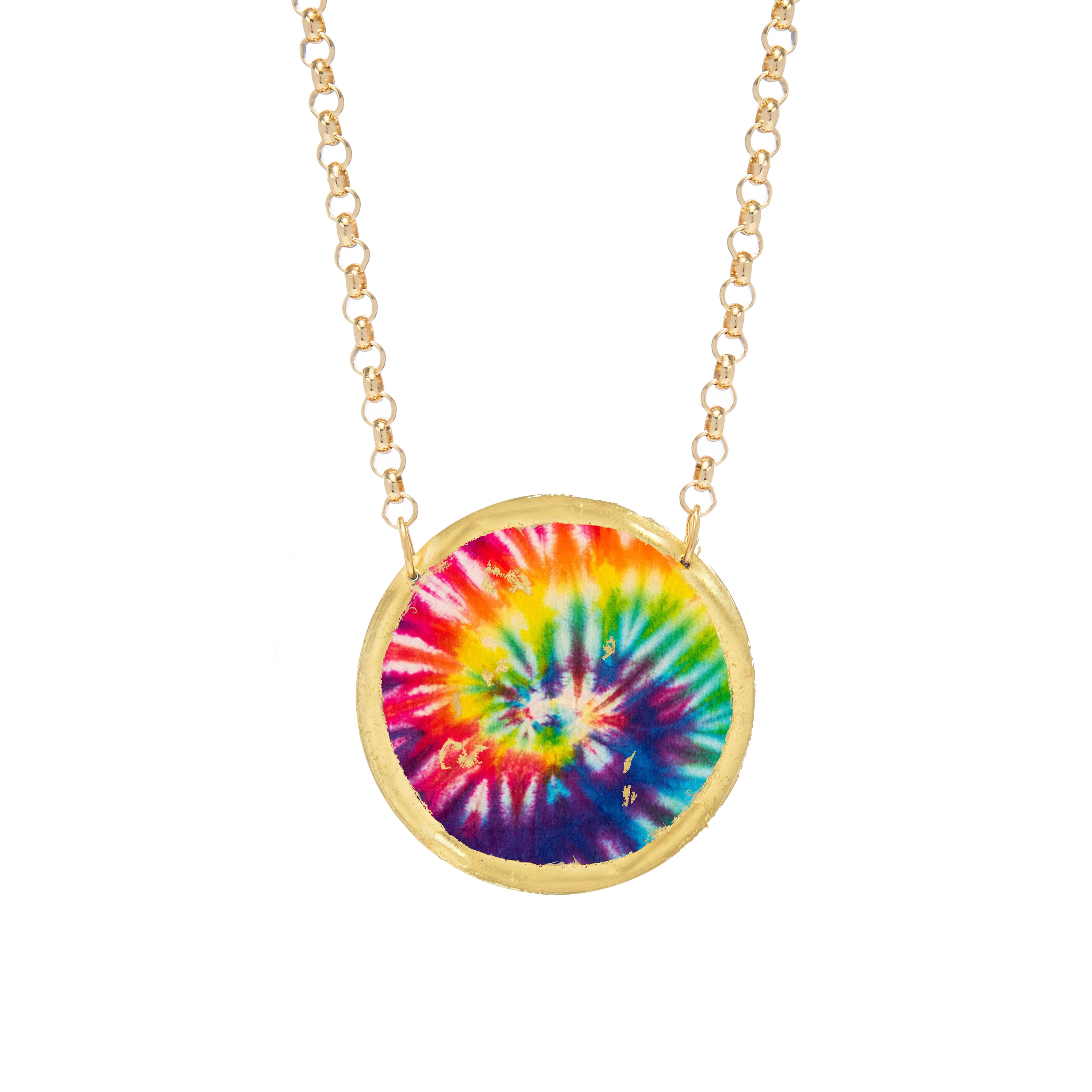 Evocateur Tie Dye 'Pride' Disc Necklace w/ 22k Gold Leaf – Alesia